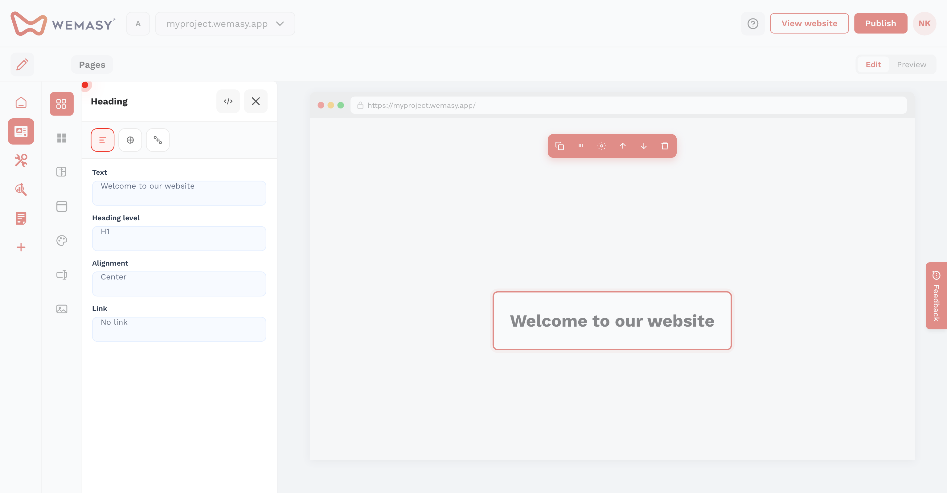 Websitebouwer: animaties