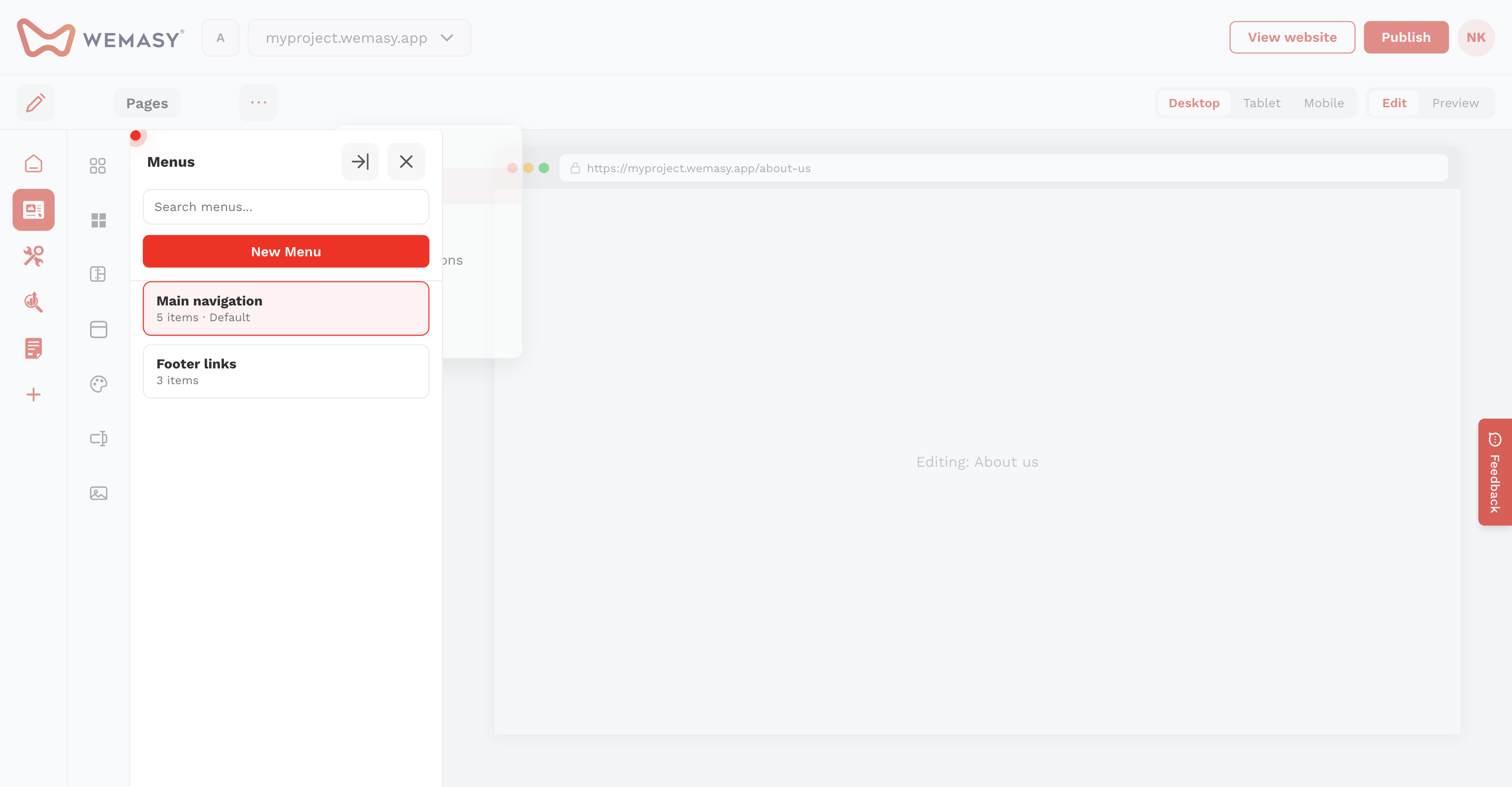 Websitebouwer: een menu maken