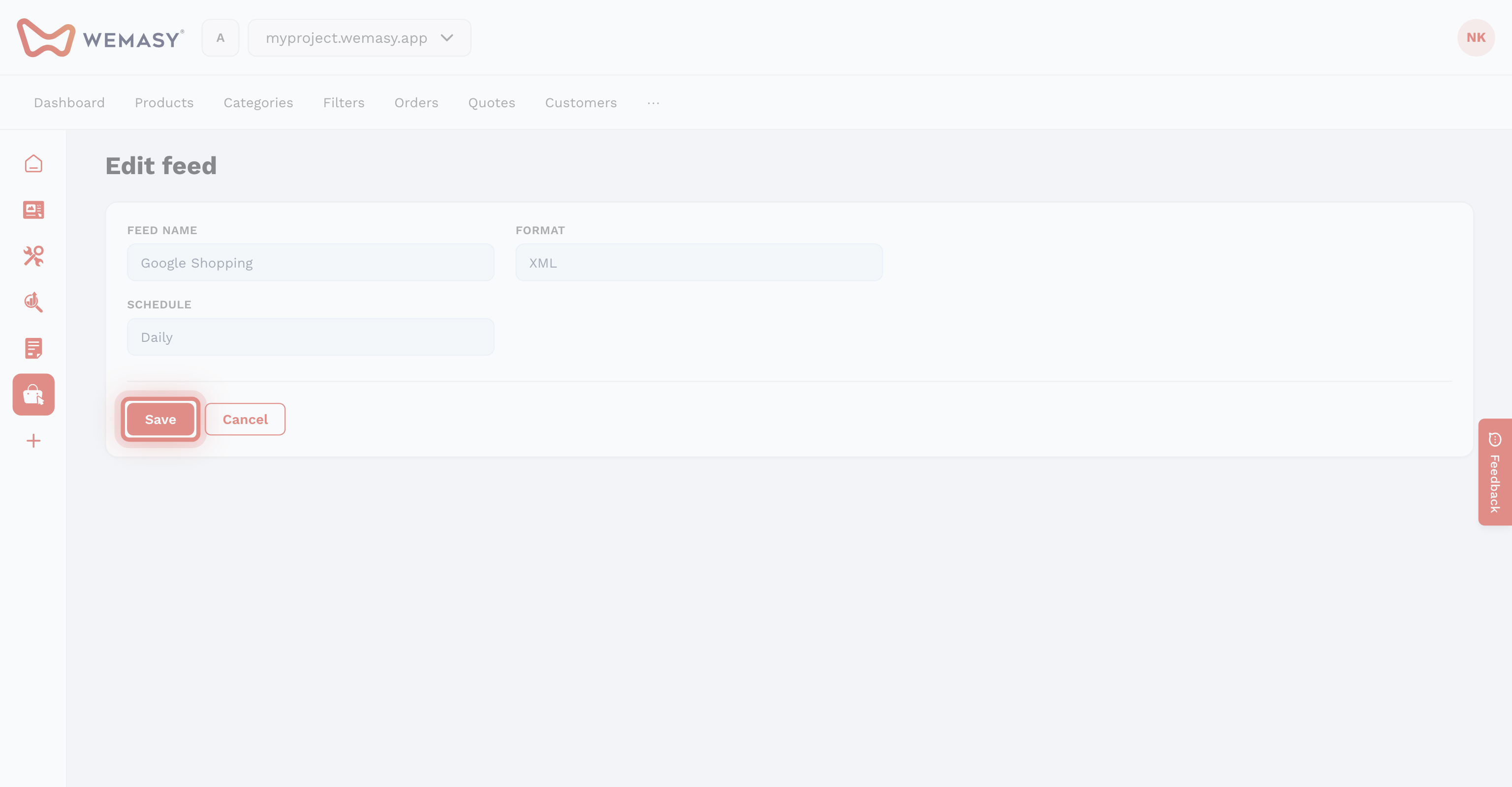 Webshop: een feed maken