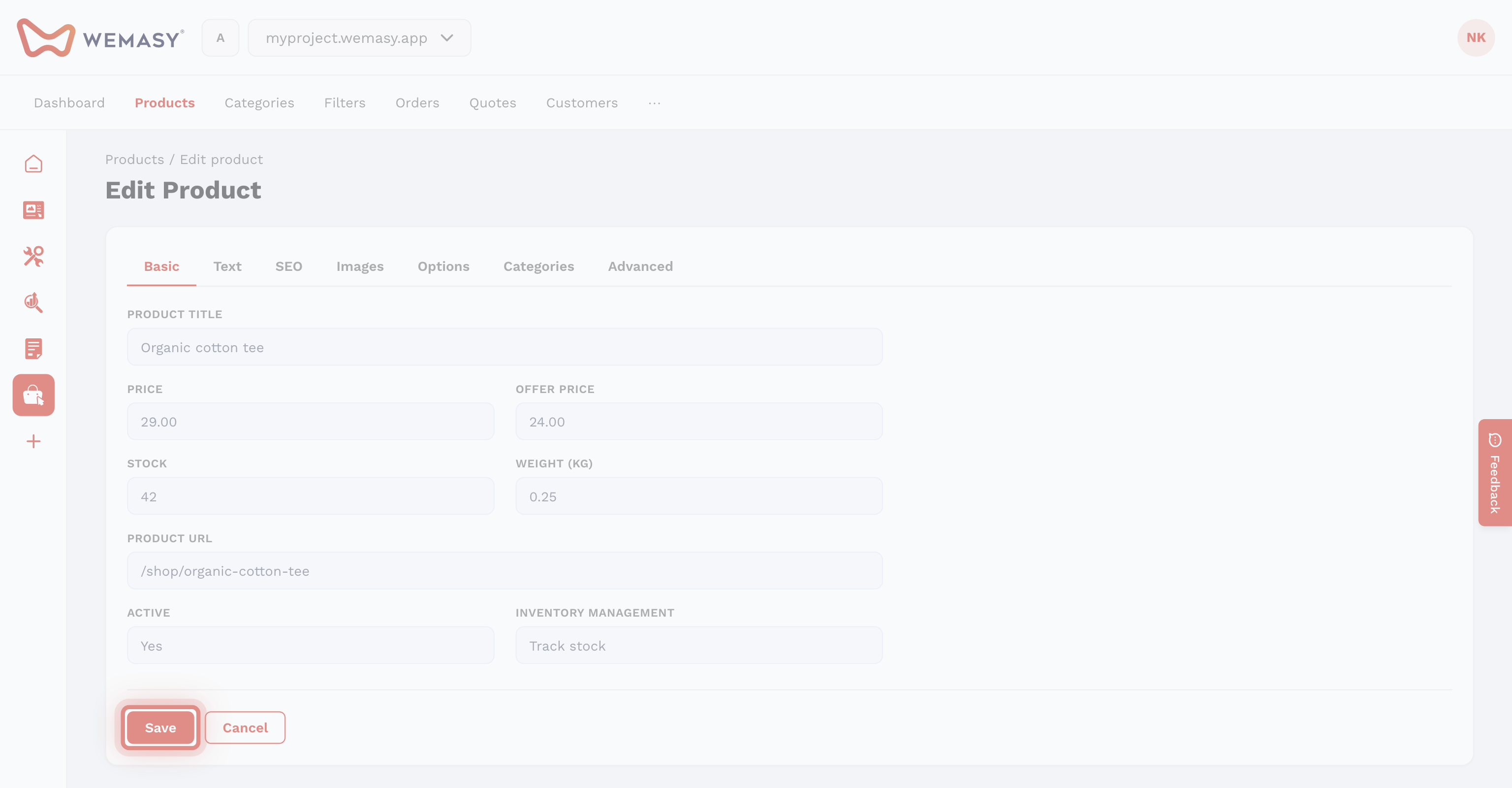 Webshop: een product maken
