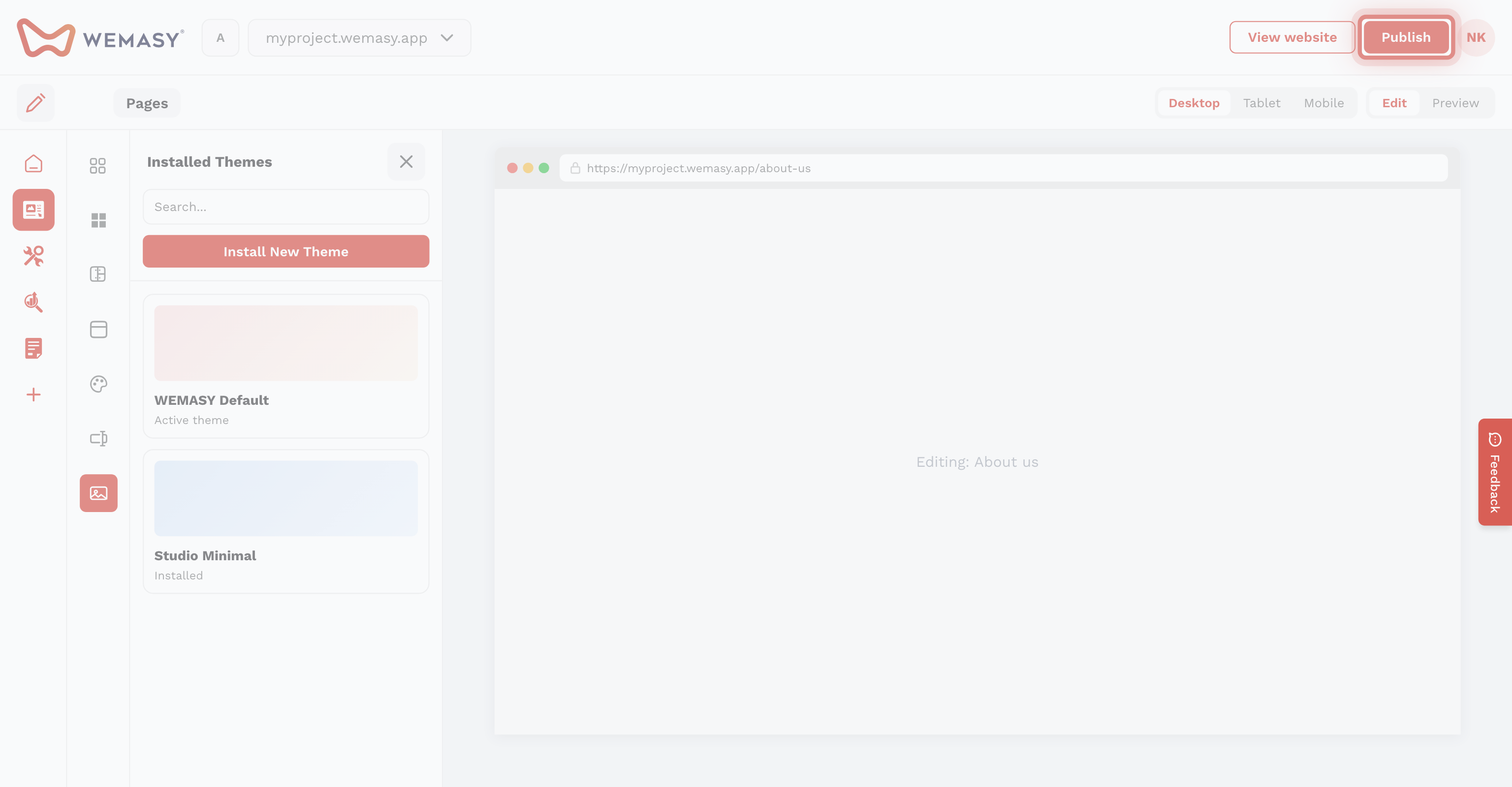 Websitebouwer: een thema installeren