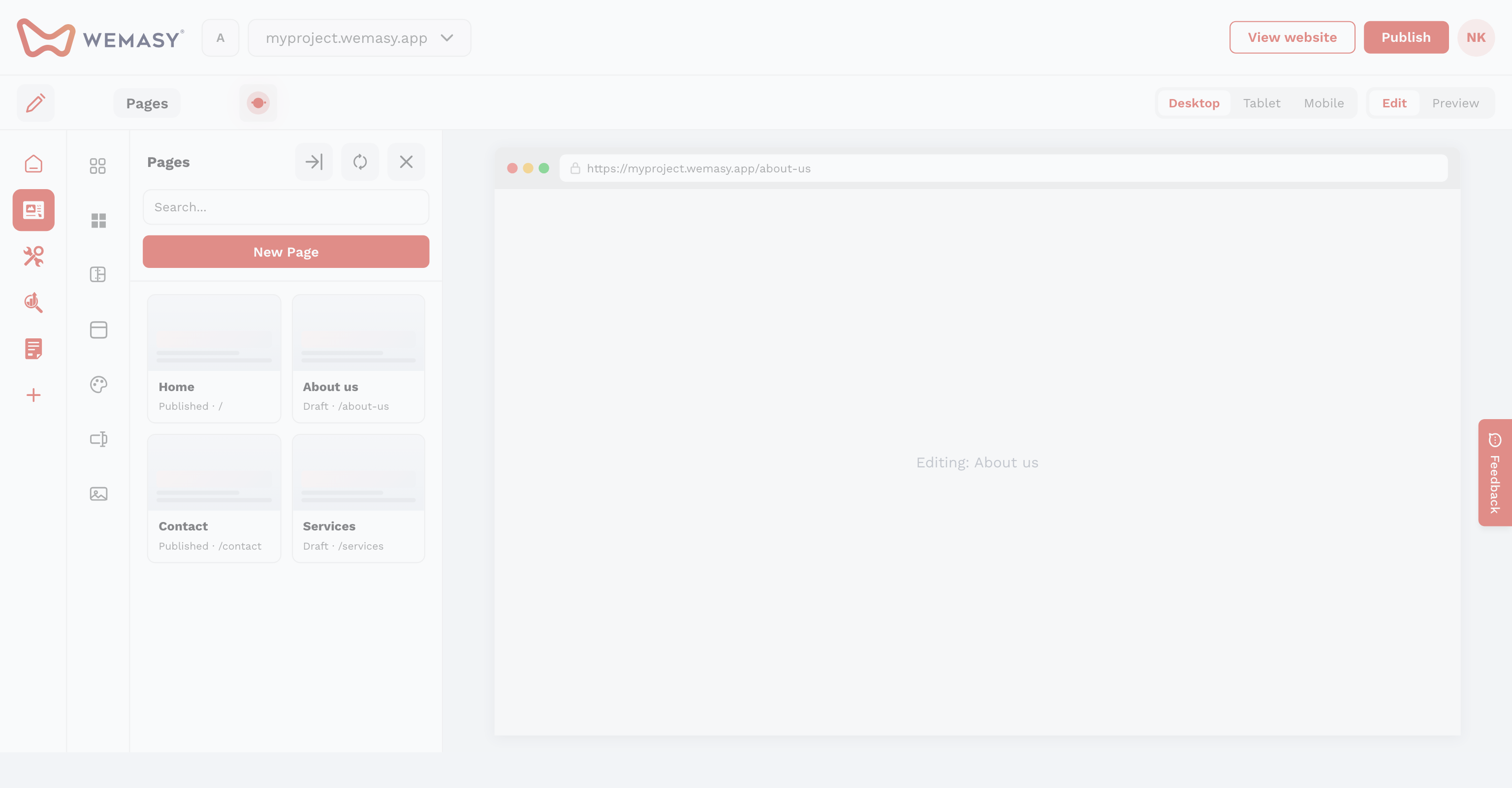 Websitebouwer: bovenbalk