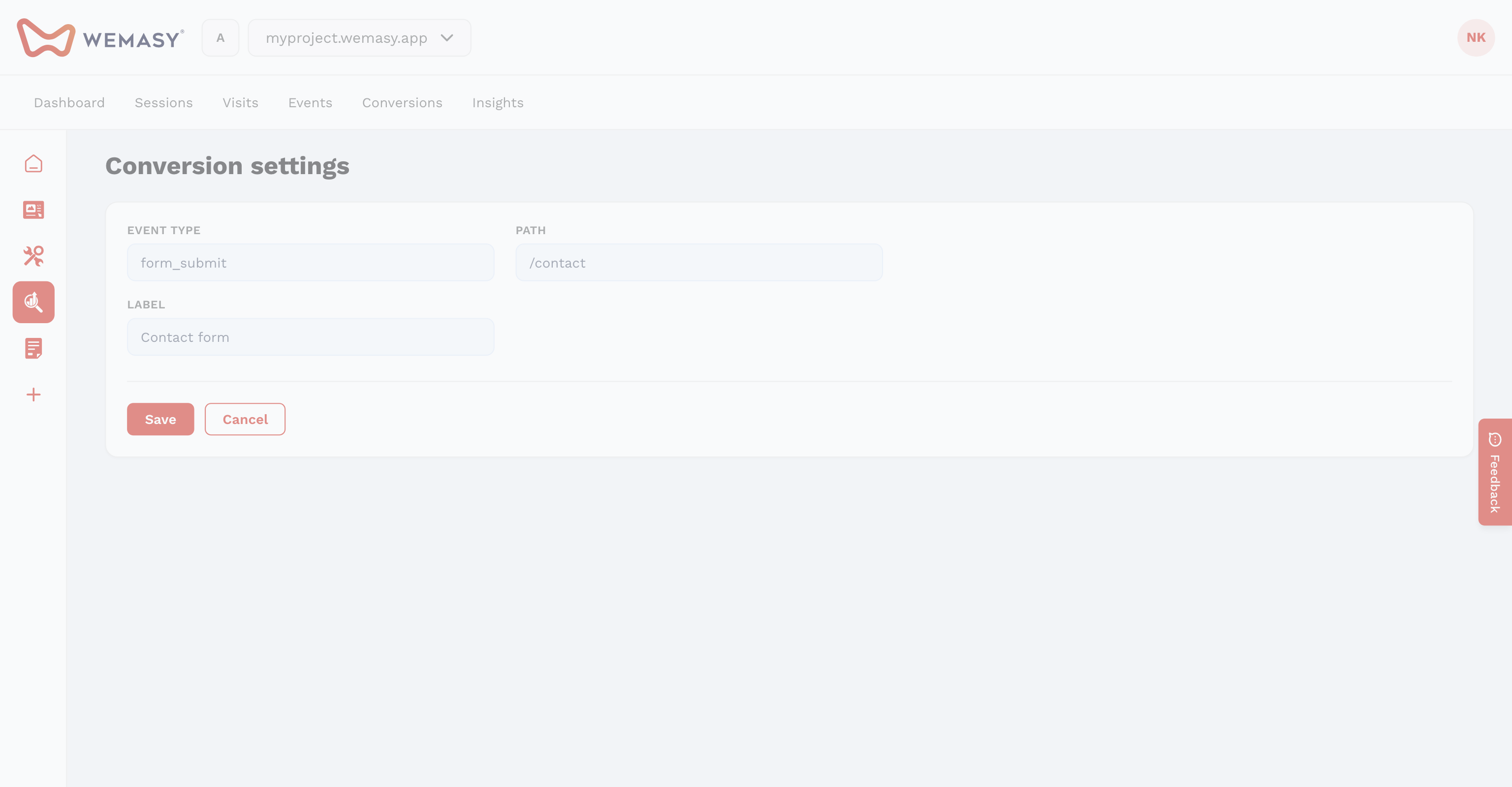 Analytics en inzichten: eigen conversies