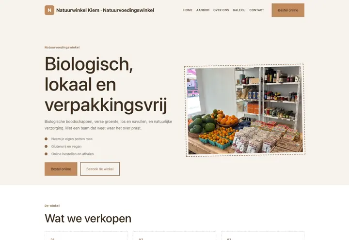 Voorbeeld van thema Natuurwinkel Kiem voor natuurvoedingswinkel