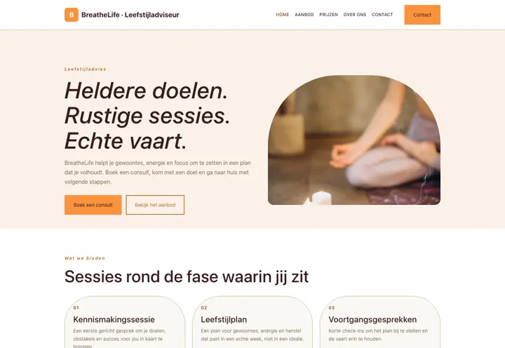 Website voor leefstijladviseur