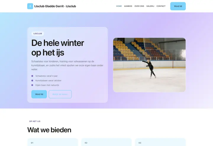 Website voor ijsclub