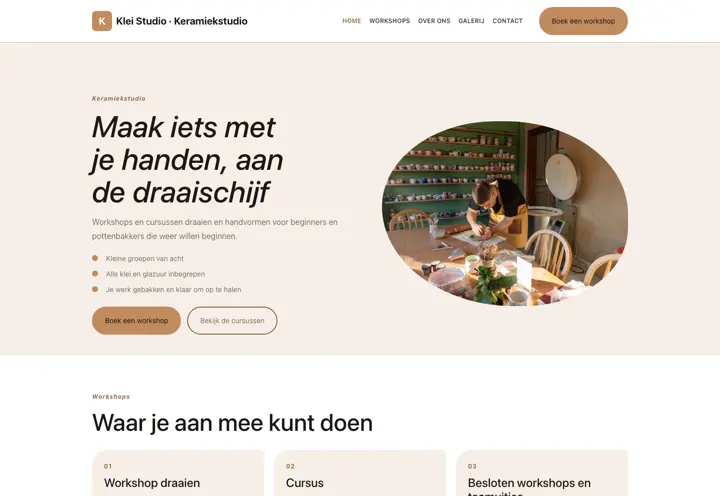 Website voor keramiekstudio