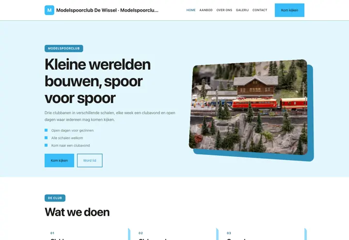 Website voor modelspoorclub