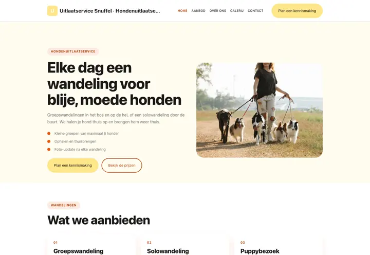 Website voor hondenuitlaatservice