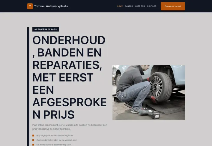 Website voor werkplaats