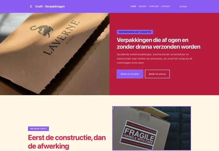 Website voor verpakkingen