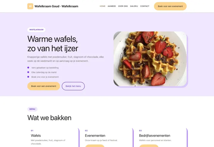 Voorbeeld van thema Wafelkraam Goud voor wafelkraam