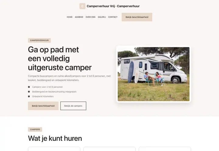 Thema Camperverhuur Vrij
