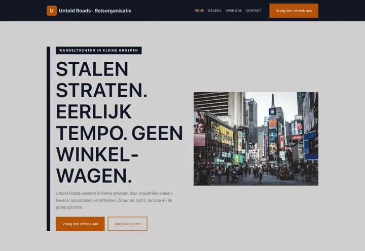 Website voor reisorganisatie