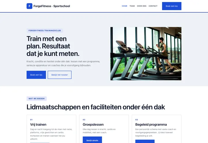 Website voor sportschool