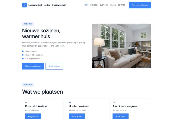 Voorbeeld van thema Kozijnbedrijf Helder voor kozijnbedrijf
