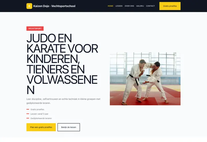 Website voor vechtsportschool