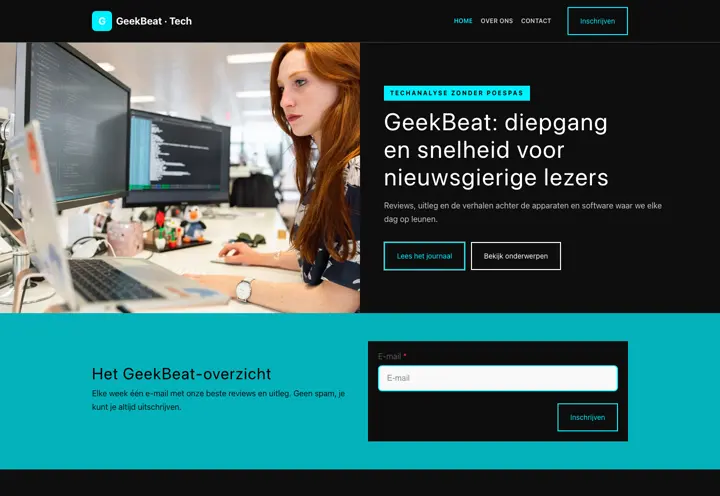 Voorbeeld van thema GeekBeat voor techblog
