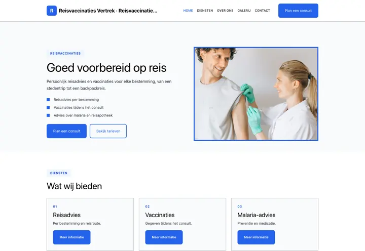 Voorbeeld van thema Reisvaccinaties Vertrek voor reisvaccinatiepraktijk