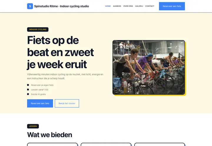 Website voor indoor cycling studio