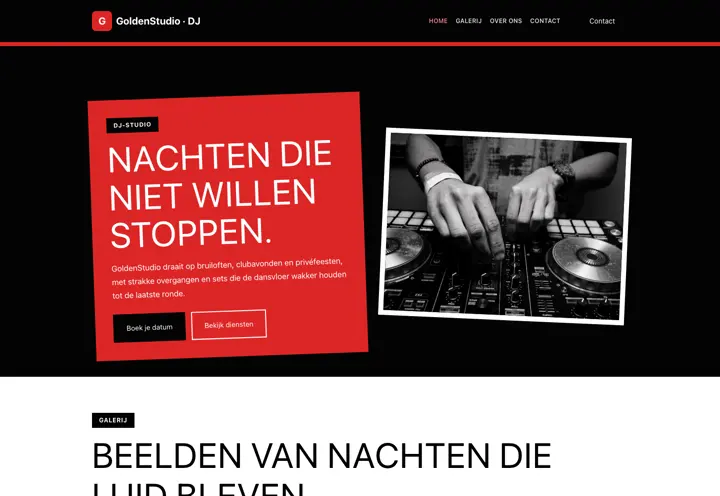 Voorbeeld van thema GoldenStudio voor dj