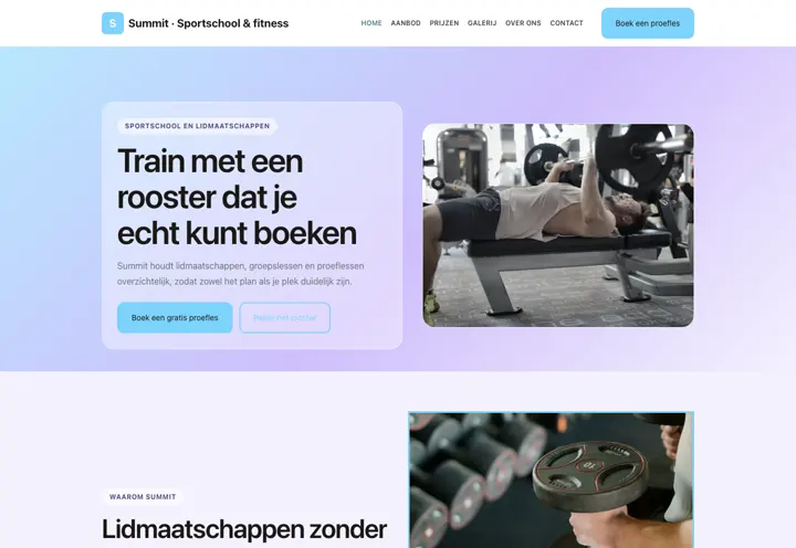Website voor sportschool