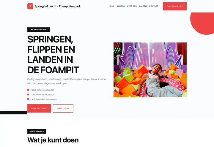 Website voor trampolinepark