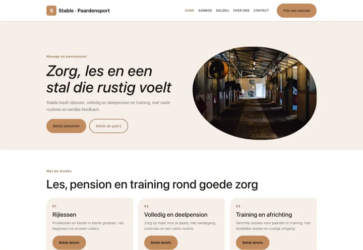 Voorbeeld van thema Stable voor manege en pensionstal