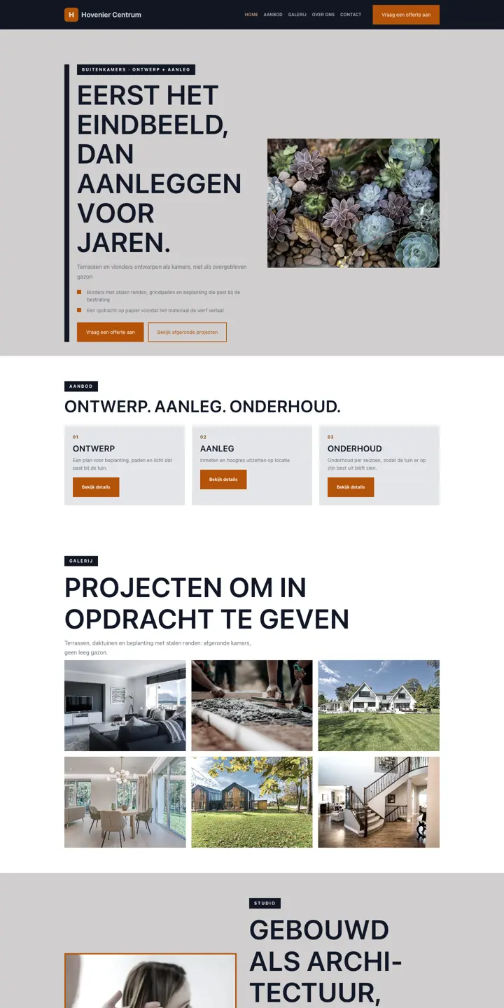 Voorbeeld van een website voor een hovenier