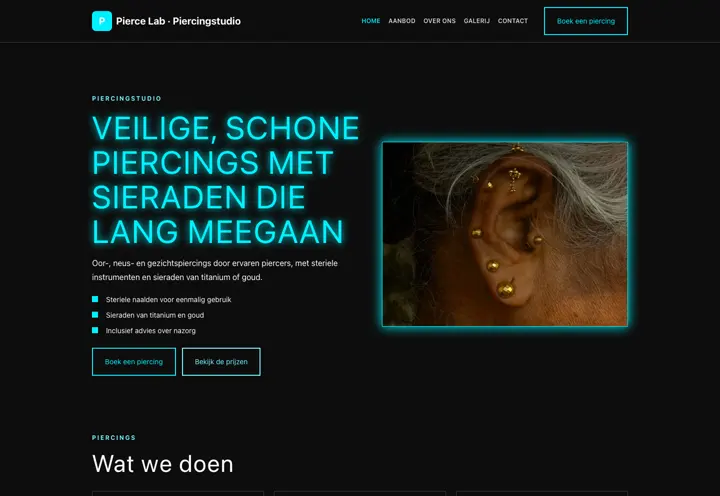 Website voor piercingstudio