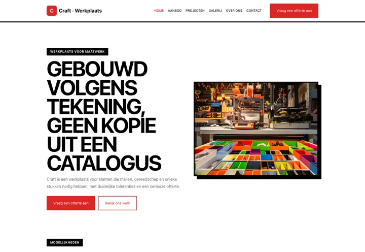Website voor werkplaats
