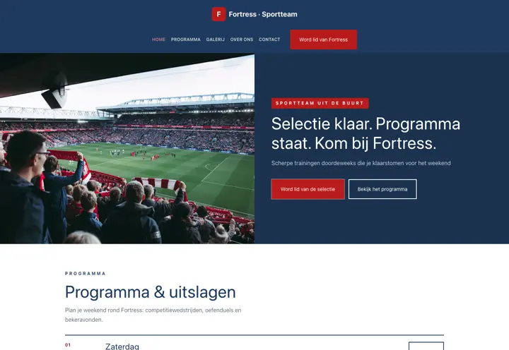 Website voor sportteam