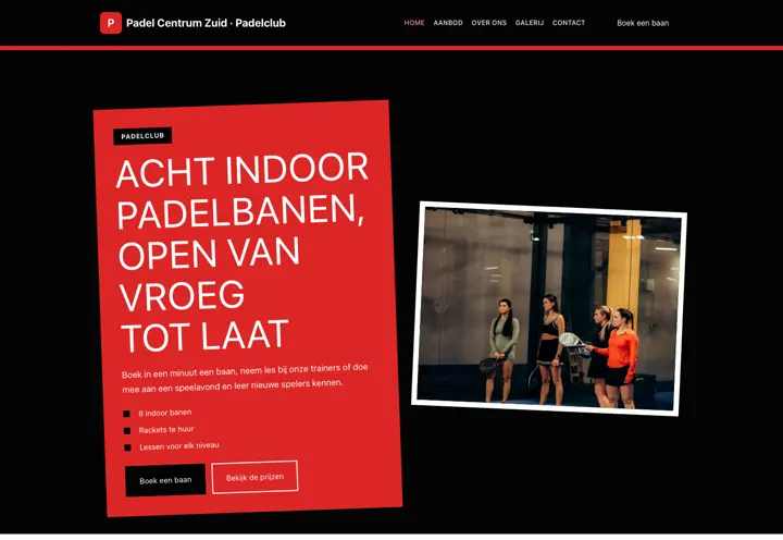 Website voor padelclub
