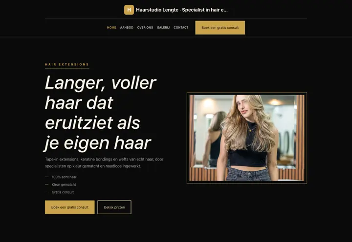 Website voor specialist in hair extensions