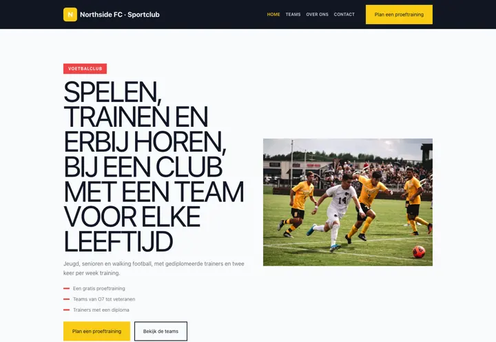 Website voor sportclub