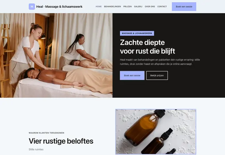 Website voor massage en lichaamswerk