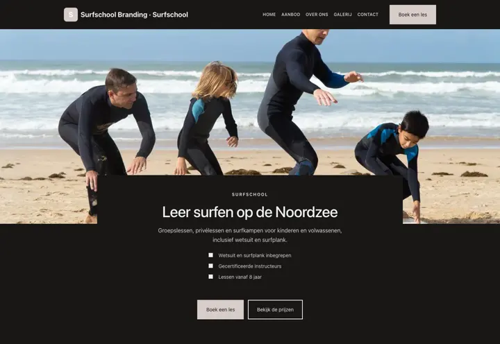 Website voor surfschool