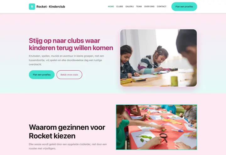 Website voor kinderclub
