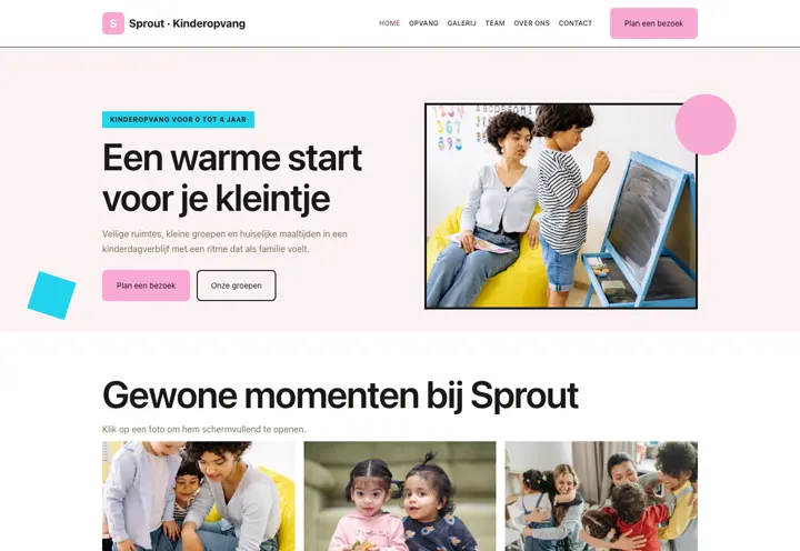 Website voor kinderopvang