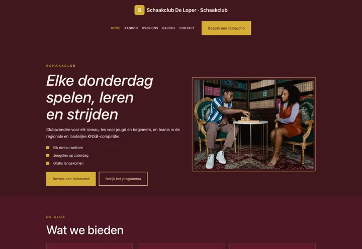 Website voor schaakclub