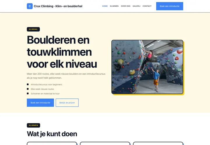 Website voor klim- en boulderhal