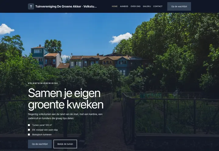 Website voor volkstuinvereniging