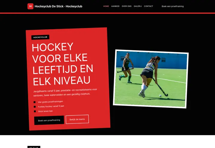 Website voor hockeyclub