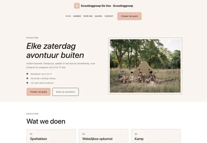 Website voor scoutinggroep