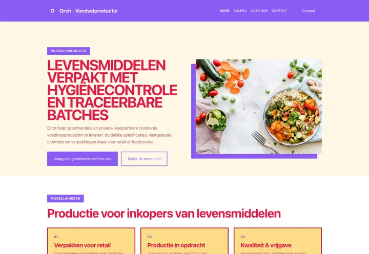 Website voor voedselproductie