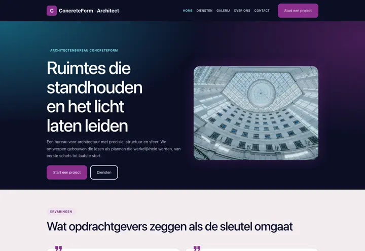Voorbeeld van thema ConcreteForm voor architect