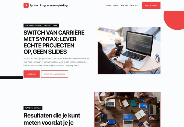 Website voor programmeeropleiding
