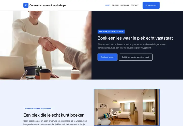Website voor lessen en workshops