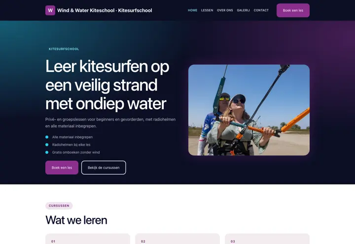 Website voor kitesurfschool