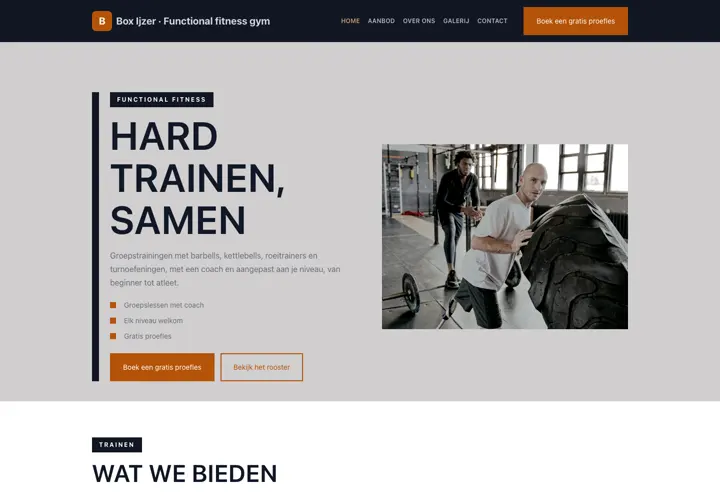 Website voor functional fitness gym